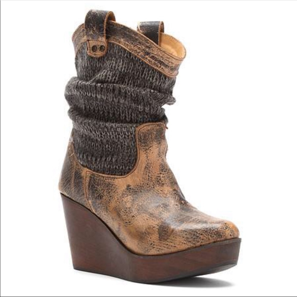 BedStu Bruges wedge tan bootie